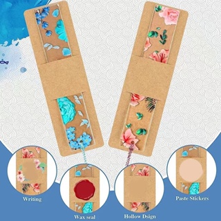 Chris office 200pcs Kraft Bookmark Sleeves Blank Stable Support แบบพกพา DIY Holder สำหรับตกแต่งงานปาร์ตี้