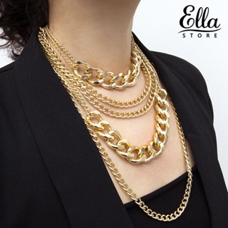 Ellastore123 สร้อยคอโซ่ หลายชั้น สไตล์พังก์ร็อค ฮิปฮอป ของขวัญ เครื่องประดับ สําหรับผู้หญิง