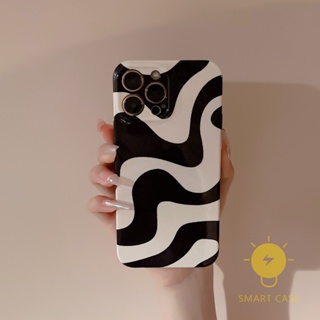 For เคสไอโฟน 14 Pro Max [Zebra-stripe Black White Hard] เคส Phone Case For iPhone 14 Pro Max Plus 13 12 11 X XS Max XR SE 8 7 For เคสไอโฟน11 Ins Korean Style Retro Classic Couple Shockproof Protective TPU Cover Shell