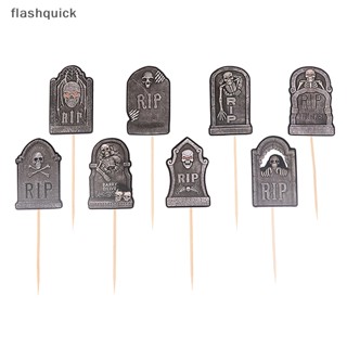 Flashquick ป้ายท็อปเปอร์ รูปผี สําหรับตกแต่งเค้กฮาโลวีน 8 ชิ้น