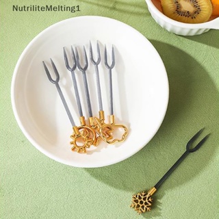 [NutriliteMelting1] ส้อมจิ้มผลไม้ เบนโตะ ขนมหวาน เค้ก ใช้ซ้ําได้ สีทอง สําหรับครัวเรือน [TH]