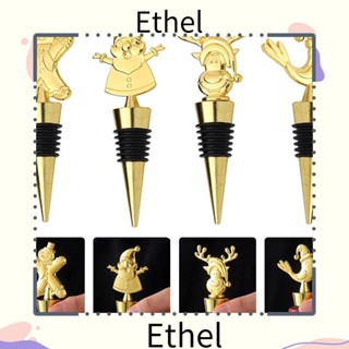 Ethel1 จุกปิดขวดไวน์ ลายคริสต์มาส กวาง ซานตาคลอส 4 ชิ้น