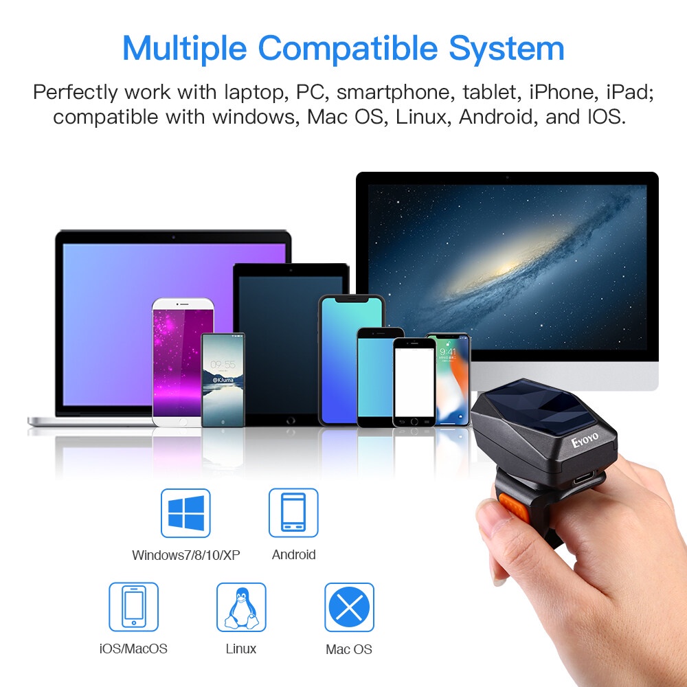 Eyoyo 3-in-1 เครื่องสแกนบาร์โค้ด ไร้สาย 2D 2.4G บลูทูธ แบบพกพา ขนาดเล็ก อ่านบาร์โค้ด รูปภาพ 1D QR PDF417 ราคา ถูกที่สุด ดีลบีเคเค แกลเลอรีภาพที่ 8