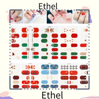 Ethel1 สติกเกอร์ ลายการ์ตูนซานต้า สโนว์แมน คริสต์มาส คุณภาพสูง สําหรับตกแต่งเล็บ