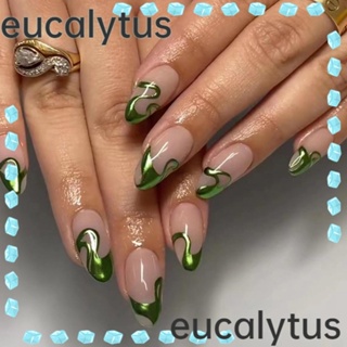 Eucalytus1 เล็บปลอม อัลมอนด์ หัวกลม แบบเต็ม สวมยาวปานกลาง แฟชั่นสําหรับผู้หญิง