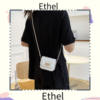 Ethel1 กระเป๋าสะพายไหล่ ทรงสี่เหลี่ยม ขนาดเล็ก แต่งสายโซ่ ประดับเพชร สีดํา สีพื้น สไตล์วินเทจ สําหรับผู้หญิง