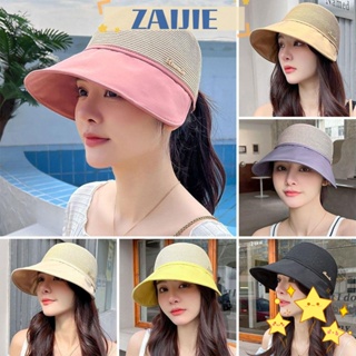 Zaijie24 หมวกบักเก็ต ป้องกันรังสียูวี ปีกกว้าง พับได้ แฟชั่นฤดูร้อน สําหรับผู้ชาย และผู้หญิง