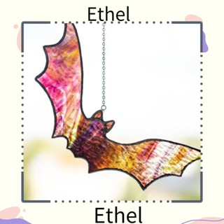 Ethel1 จี้ค้างคาวอะคริลิค 12 ซม. สไตล์โกธิค สีเขียว สีแดง สําหรับแขวนตกแต่งบ้าน ฮาโลวีน 2 ชิ้น