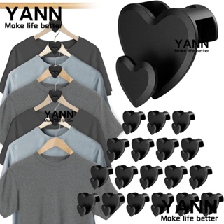 Yann1 ตะขอแขวนเสื้อผ้า รูปหัวใจ หลายชั้น ประหยัดพื้นที่ สีดํา