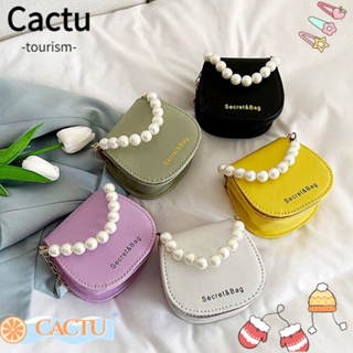 Cactu กระเป๋าสะพายไหล่ สะพายข้าง หนัง PU ขนาดเล็ก น่ารัก สีพื้น สําหรับผู้หญิง