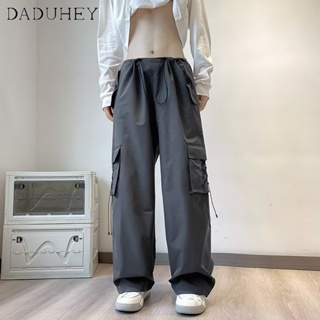 DaDuHey🔥 Summer Fashion Brand Fashion Loose Casual Pants Mens and Womens American-Style Multi-Pocket All-Matching Straight Cargo Pants