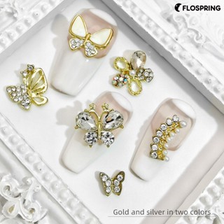 Flospring อุปกรณ์ตกแต่งเล็บ รูปผีเสื้อ 3D DIY 10 ชิ้น