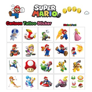 สติกเกอร์รอยสัก ลายการ์ตูน Super Mario Game แบบใช้แล้วทิ้ง ขนาด 5x5 ซม. สําหรับเด็ก 20 ชิ้น ต่อชุด