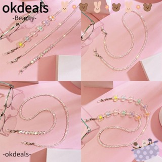 Okdeals สายโซ่คล้องแว่นตา รูปหัวใจ ประดับโบว์ เครื่องประดับ แฟชั่นสําหรับผู้ชาย และผู้หญิง