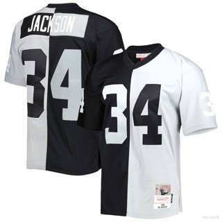 Qy 1988 เสื้อยืดลําลอง แขนสั้น คอกลม พิมพ์ลาย NFL Las Vegas Raiders Jersey Bo Jackson Split Legacy พลัสไซซ์