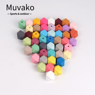 Muvako ลูกปัดไม้ รูปหลายเหลี่ยม รู 20 มม. 4 มม. สําหรับทําเครื่องประดับ DIY