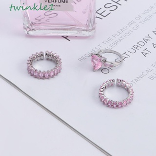 Twinkle1 แหวนนิ้วมือ ประดับคริสตัล พลอยเทียม สีชมพู เครื่องประดับแฟชั่น สําหรับผู้หญิง