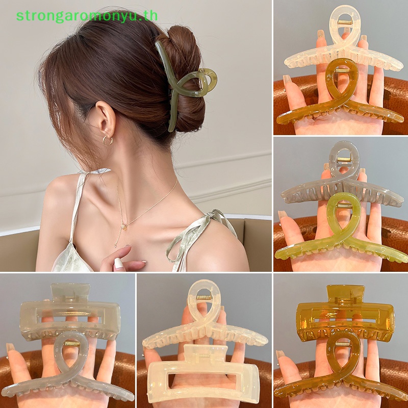 Strongaromonyu กิ๊บติดผมหางม้า แบบใส โอเวอร์ไซซ์ แฟชั่นสําหรับผู้หญิง