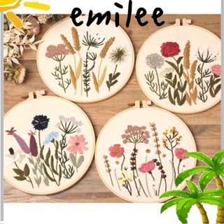 EMILEE ชุดสะดึงปักผ้า ปักลายดอกไม้ หญ้า DIY สําหรับตกแต่งบ้าน