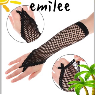 Emilee ถุงมือยาว ระบายอากาศ สีพื้น ไร้นิ้ว สําหรับผู้หญิง