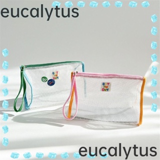 Eucalytus1 กระเป๋าเครื่องสําอาง กระเป๋าผ้าอ้อม ผ้าไนล่อน พิมพ์ลายตัวอักษร มีซิป ระบายอากาศ สําหรับเดินทาง