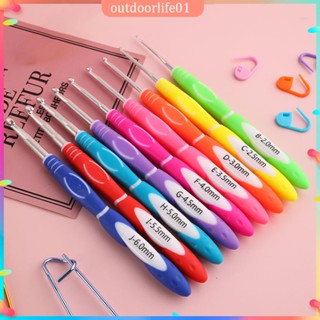 ✤ODL✤ Aluminum Crochet Hooks Needles Handmade Crafts Yarn Crochet Sets Comfortable Grip with Storage Bag for Sewing Weave Tool