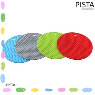 Pista แผ่นซิลิโคน ทรงกลม ทนความร้อน กันลื่น สีสันสดใส สําหรับวางหม้อ จานร้อน ในห้องครัว 4 ชิ้น