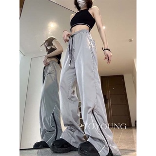 2TOYOUNG  กางเกงขายาว คาร์โก้ กางเกง เชือกอเมริกันคลาสิค Cargo pants 2023 NEW AG080806 High quality Korean Style Beautiful Trendy A20M0A5 36Z230909