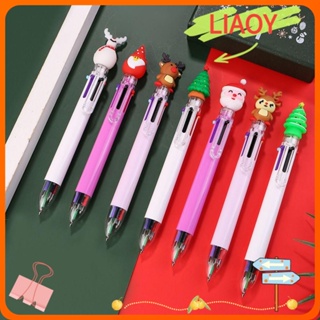 Liaoy ปากกาลูกลื่น พลาสติก ลายการ์ตูนซานตาคลอส กวางเอลก์ สโนว์แมน คริสต์มาส 6 สี 2 ชิ้น