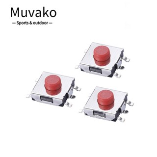 Muvako ปุ่มกดสวิตช์สัมผัส โลหะ สีแดง 4 5 ขา 6*6*3.1 มม. 10 ชิ้น