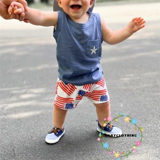 Babyclothes- เสื้อกล้าม แขนกุด พิมพ์ลายธงชาติ และกางเกงขาสั้น 2 ชิ้น สําหรับเด็กผู้ชาย 4 กรกฎาคม