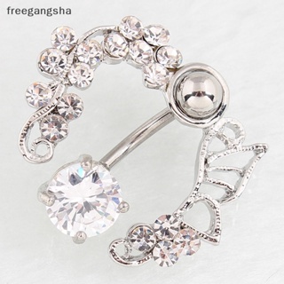 [FREG] เครื่องประดับ จิวสะดือ สเตนเลส รูปผีเสื้อ ประดับคริสตัล พลอยเทียม แนวเซ็กซี่ สําหรับผู้หญิง FDH