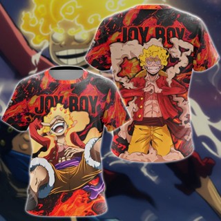 เสื้อยืด พิมพ์ลายอนิเมะ One Piece Joy Luffy Gear 5 3 มิติ สําหรับผู้ชาย