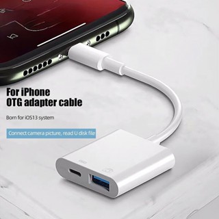 Otg สายเคเบิลอะแดปเตอร์ USB 3.0 สําหรับ iOS 16 15 14 13 Lighting เป็นตัวเชื่อมต่อ USB พร้อมพอร์ตชาร์จ สําหรับ U Disk คีย์บอร์ด เมาส์