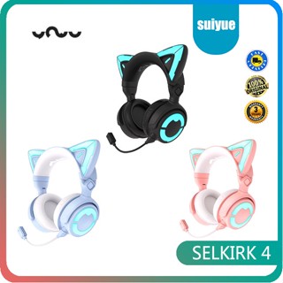 Yowu SELKIRK ชุดหูฟังบลูทูธ รูปหูแมวน่ารัก สีชมพู สําหรับเด็กผู้หญิง 4 รุ่น