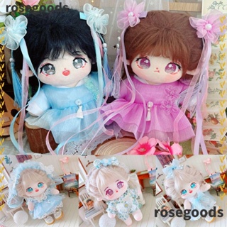 Rosegoods1 ชุดเดรสกระโปรง ผ้าฝ้าย ประดับโบว์น่ารัก 20 ซม. แฟชั่นฤดูใบไม้ผลิ ฤดูร้อน สําหรับตุ๊กตา