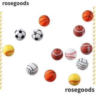 Rosegoods1 ลูกปัดซิลิโคน ทรงกลม 15 มม. 60 ชิ้น 15 มม. สําหรับบาสเก็ตบอล