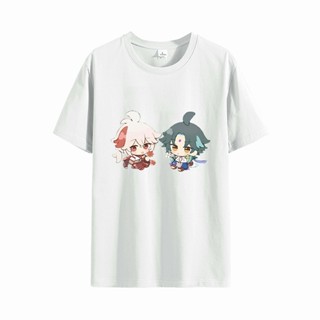 ใหม่ Kaedehara Kazuha และ Xiao ตัวละครดั้งเดิมของเกมอนิเมะที่คุณชื่นชอบ! เสื้อยืดผ้าฝ้ายพิมพ์ลายสุดน่ารัก!