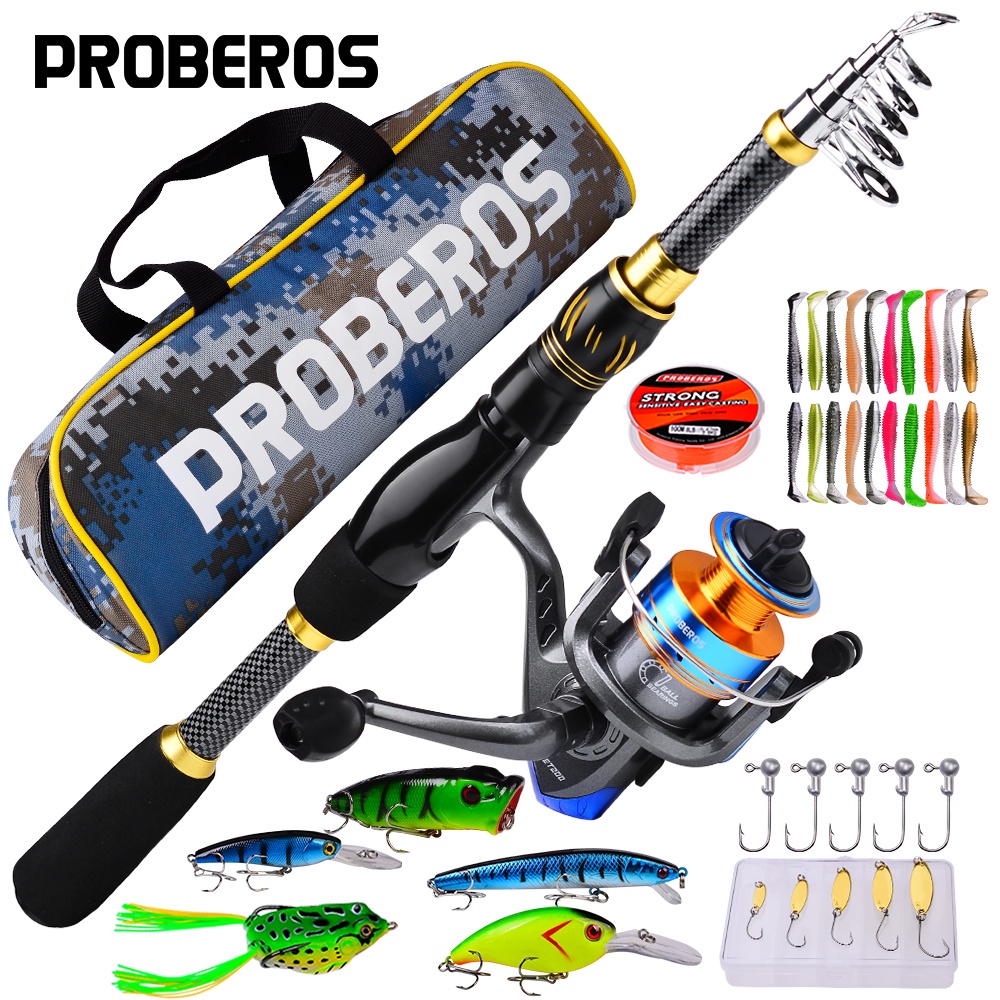 Proberos คันเบ็ดตกปลา และรอกคอมโบ 1.5 ม.-2.4 ม. และสายเบ็ดตกปลา แบบครบชุด