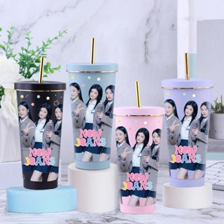 แก้วสแตนเลส 17oz(500ml) สกรีนลาย นิวจีนส์ NewJeans Stainless water bottle with straw แก้วเยติ แก้วเก็บความเย็นพร้อมหลอด