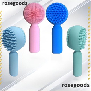 Rosegoods1 แปรงทําความสะอาดผิวหน้า เครื่องมือดูแลผิว แมนนวล ขัดผิว ฟองละเอียด แปรงสองด้าน ทําความสะอาดผิวหน้า