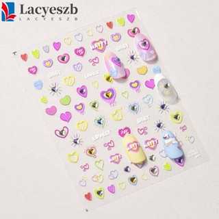 Lacyeszb สติกเกอร์เพชรคริสตัล รูปหัวใจ สําหรับตกแต่งเล็บ DIY