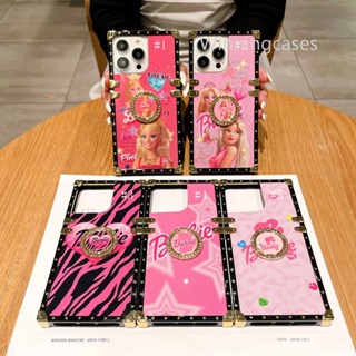 เคสโทรศัพท์มือถือ ลายบาร์บี้น่ารัก พร้อมแหวนขาตั้ง สําหรับ Samsung S21 Fe S21p S30pro S21ultra S30ultra S22 S22plus S22ultra S23 S23pro S23ultra