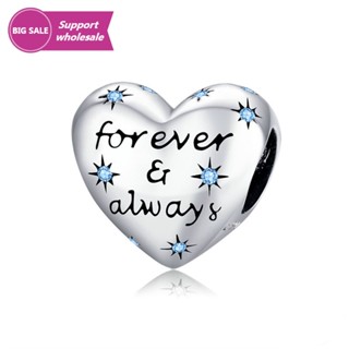 Forever Always สร้อยข้อมือ ชุบเงิน จี้รูปหัวใจ เครื่องประดับ DIY ของขวัญสําหรับผู้หญิง