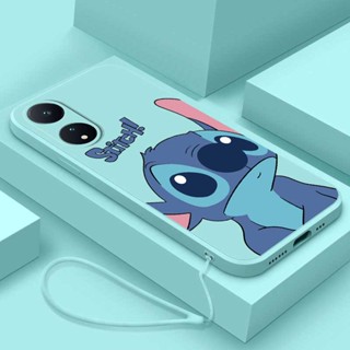 [ฟรีสายคล้อง] Oppo A58 4G A 58 A78 4G ซิลิโคนเหลว มอนสเตอร์ Stitch เคส ขอบสี่เหลี่ยม เต็มรูปแบบ เคสนิ่ม