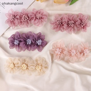 Shakangcool กิ๊บติดผม ลายดอกคามิเลีย ประดับมุก สีขาว สีชมพู สไตล์เกาหลี SGL