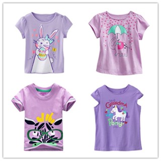 Cute Baby Girls Short Sleeve purple Cotton Top T-shirts Clearance sale