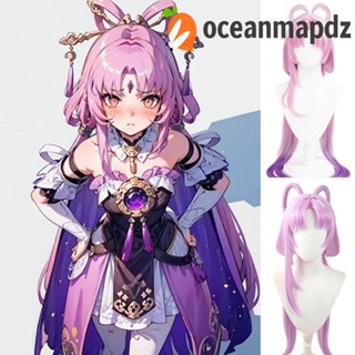 Oceanmapdz Honkai Star Rail Cos วิกผมคอสเพลย์ สีม่วง ไล่โทนสี สีชมพู ธรรมชาติ สําหรับปาร์ตี้ฮาโลวีน