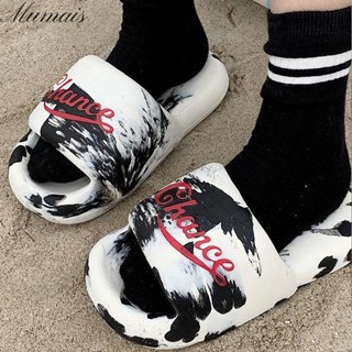 Mumais Slippers summer cool personality splash ink contrast sandals and slippers lovers