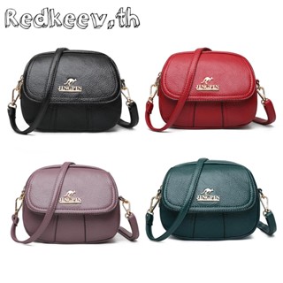 Redkeev™ กระเป๋าสะพายไหล่ กระเป๋าถือ หนัง PU หลายชั้น สีพื้น สไตล์เรโทร สําหรับสตรี